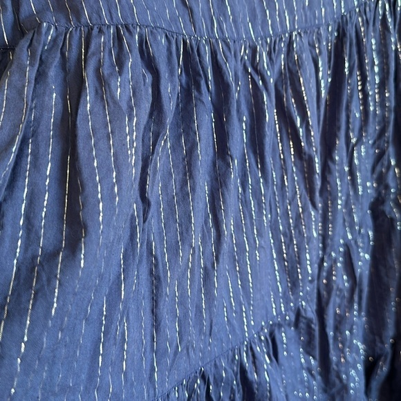 Couleurs d’ ete Blue and Metallic Silver Prairie Skirt with Side Zip Size 14 GUC - Picture 13 of 17